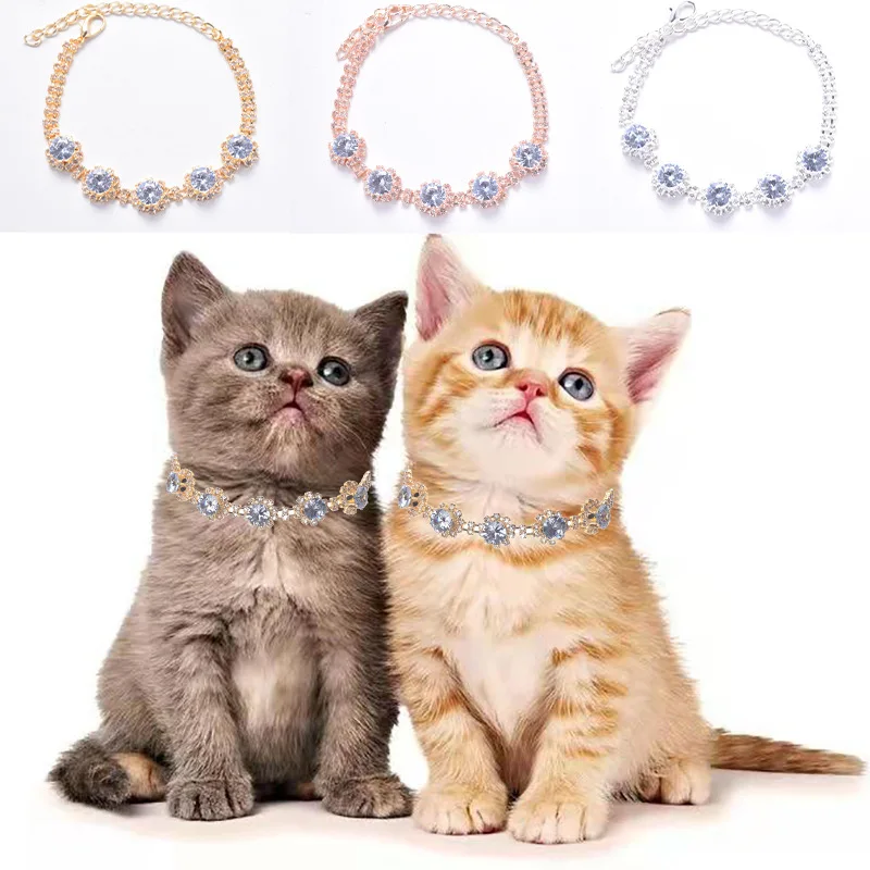 

Cat and Dog Versatile Necklace Pet Supplies Five Zircon Flowers Full of Diamonds Necklace Super Cute Cat and Dog Jewelry Collar