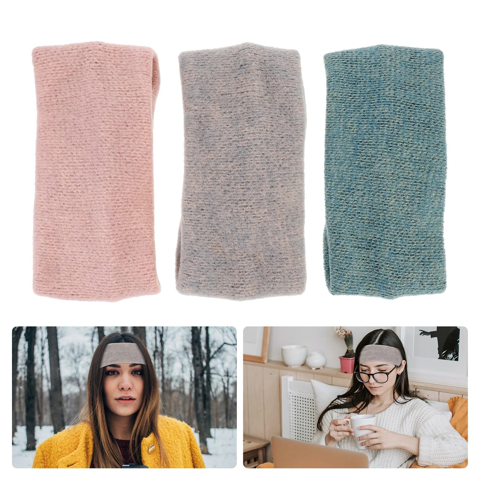 

3Pcs Anti-Slip Breathable Wide Cotton Thick Elastic Headbands Winter Ear Warmers Hairband Wraps Warm Headband Hairband Ear