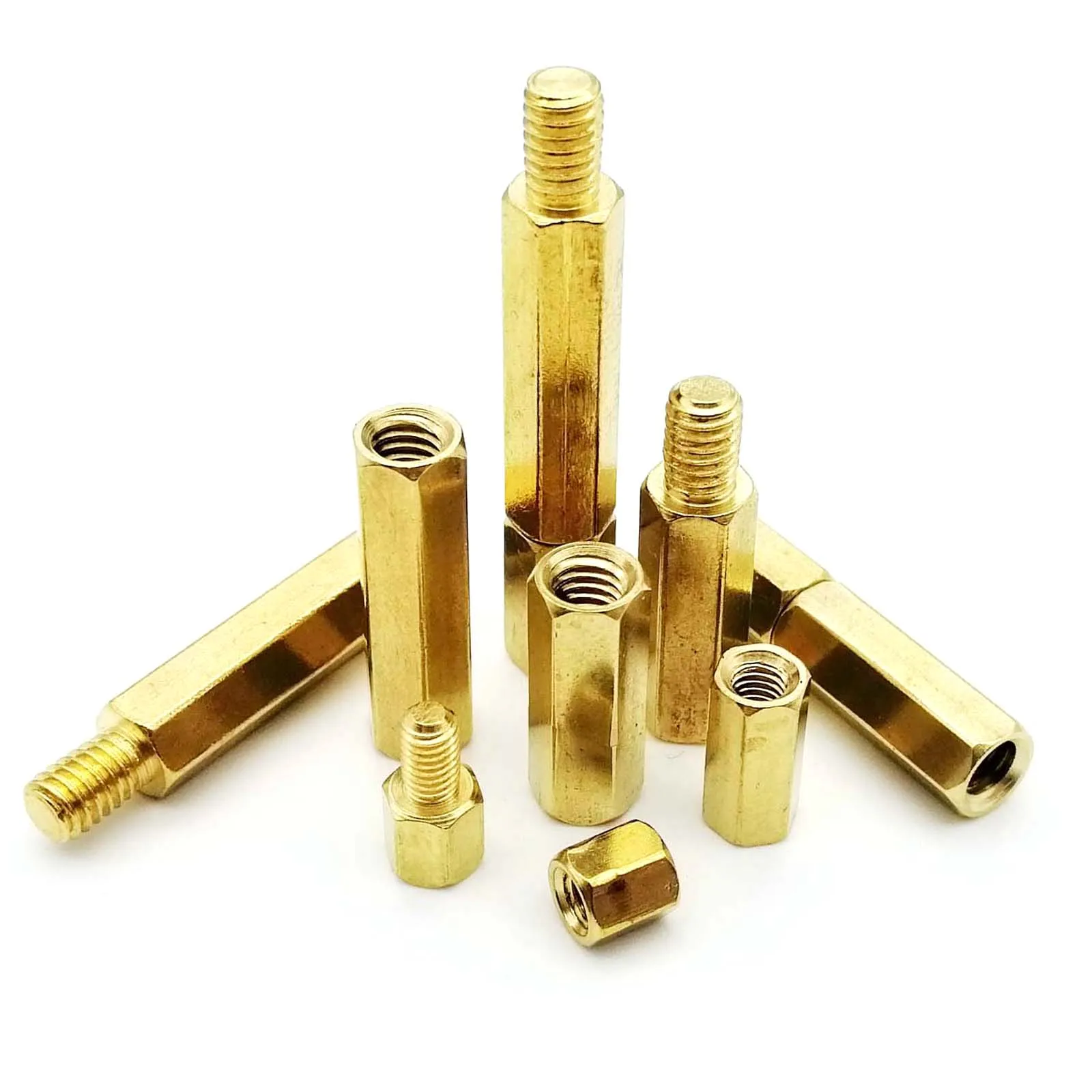 10/50pcs Solid Brass Copper M2 M2.5 M3 M4 PCB Board Motherboard Hex Standoff Hexagon Pillar Column Male Female Spacer Bolt