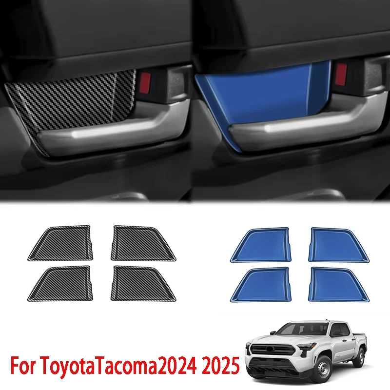 4PCS Fit for 2024 Toyota Tacoma Carbon Fiber Interior Door Handle Bowl Frame Trim Stickers Covers Car Accessories