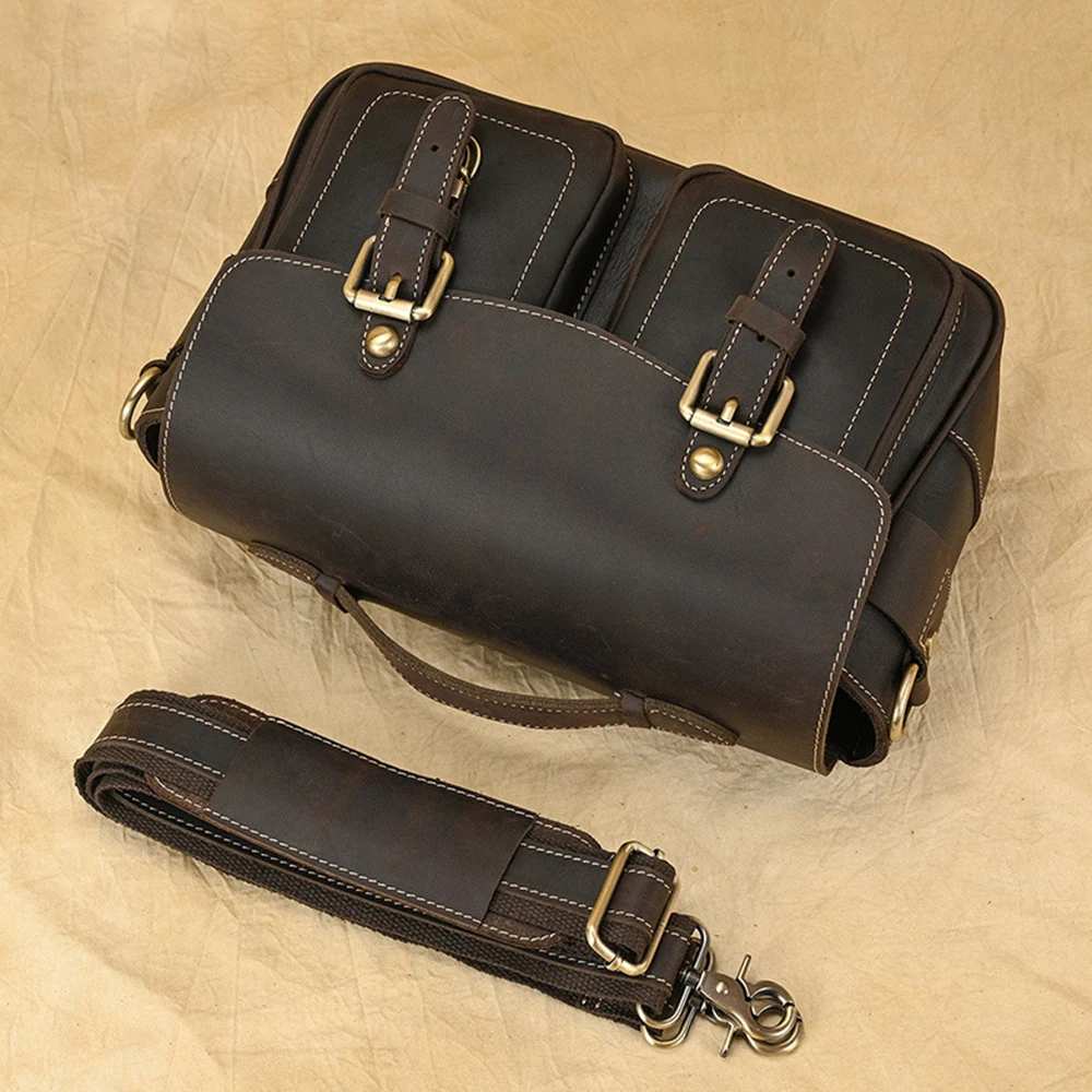 The new 100%leather camera bag messenger bag outdoor camera waterproof protection bag lens protection shoulder bag