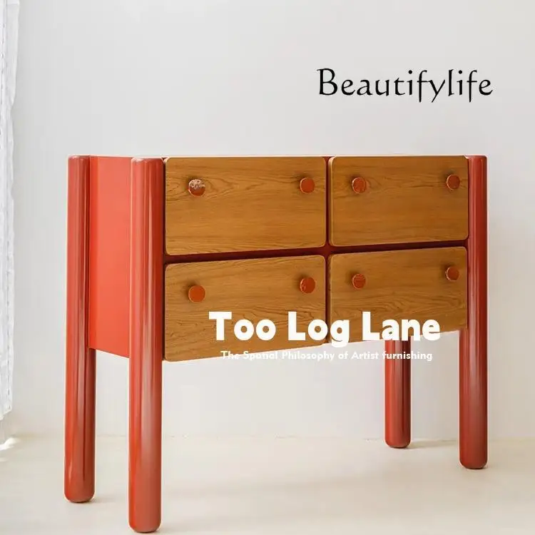 

Modern color matching side cabinet, living room solid wood storage, dining side cabinet, bedroom storage, drawer cabinet