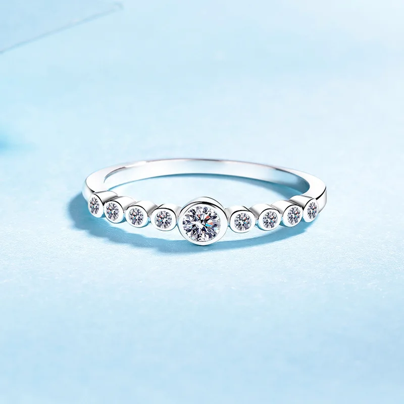 Light Luxury Texture Bubble Ring 0.22ct Women Moissanite PT950 Platinum Skin-friendly & Comfortable