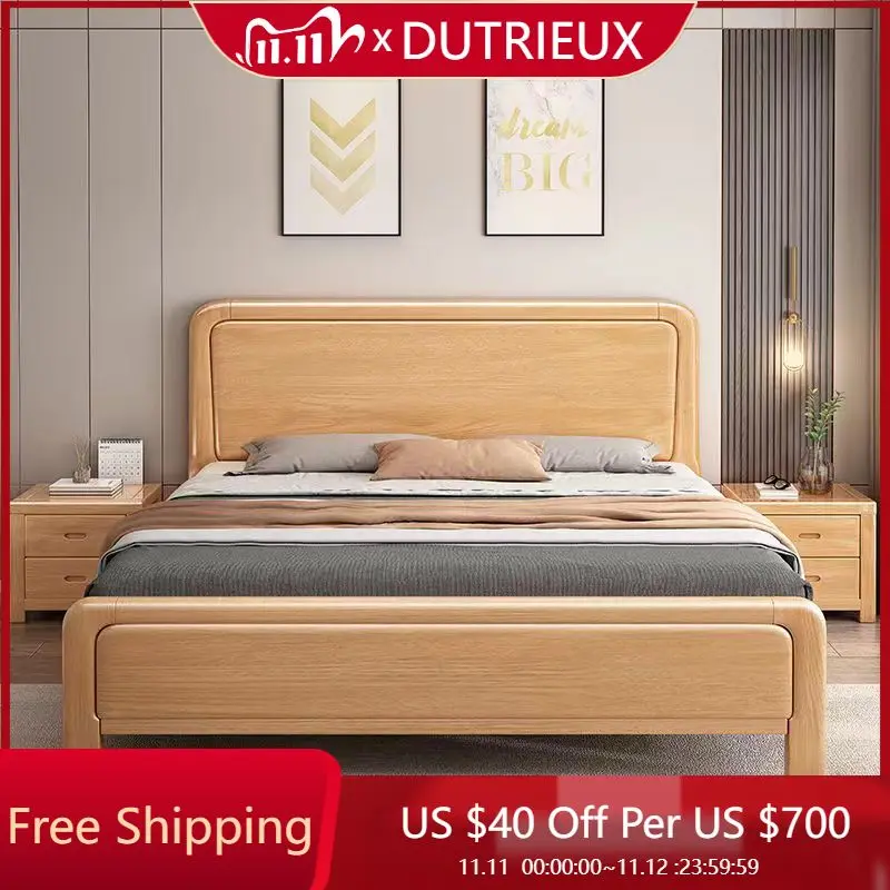 

European Double Bed Bed Nordic Modern Luxury Princess Bed Storage French Cheap Aesthetics Minimalist Wood Muebles Furniture
