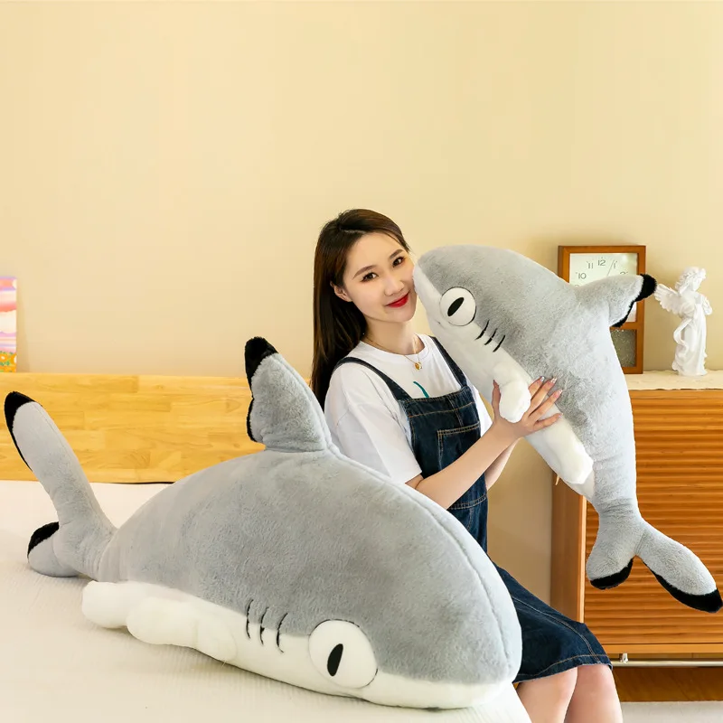 130cm Anime Plush Doll Sharkitty Pillow Kawaii Soft Stuffed Sleeping Shark Cushion Pillow Anime Plush Toy Gifts for Children