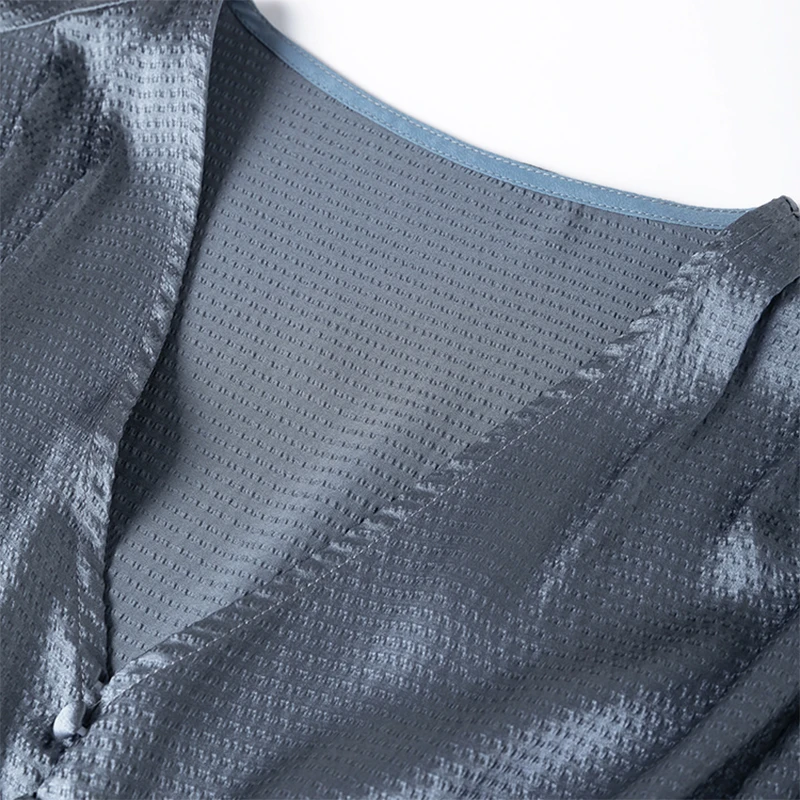 Blusa feminina de seda 93% seda amoreira 7% elastano 19 momme cinza azul manga longa com decote em v pulôver camisa superior senhora do escritório m1449