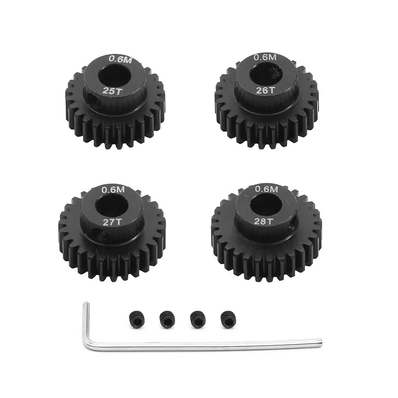 Ensemble d'engrenages de moteur pour voiture RC HSP 0.6, pignon, pièces de mise à niveau, accessoires, 1/10 M, 5mm, 17T, 18T, 20T, 21T, 23T, 24T, 25T, 26T, 27T, 28T, 4 pièces