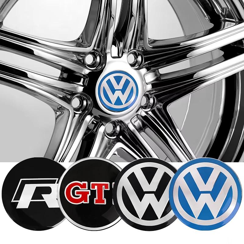 

4Pcs Aluminum Car Wheel Rim Logo Stickers Decals For VW R Line GTI Atlas Jetta Touareg Variant Golf Polo Taos Nivus Passat Taigo