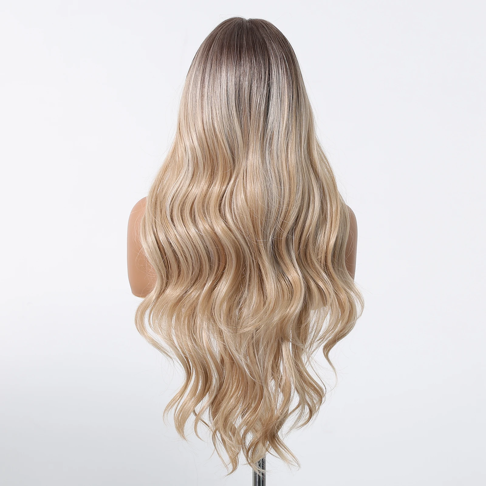 HENRY MARGU Blonde Synthetic Lace Frontal Wigs Long Body Wavy Middle Part Wig 13*6 Lace Frontal Wig for Women Realistic Hairline