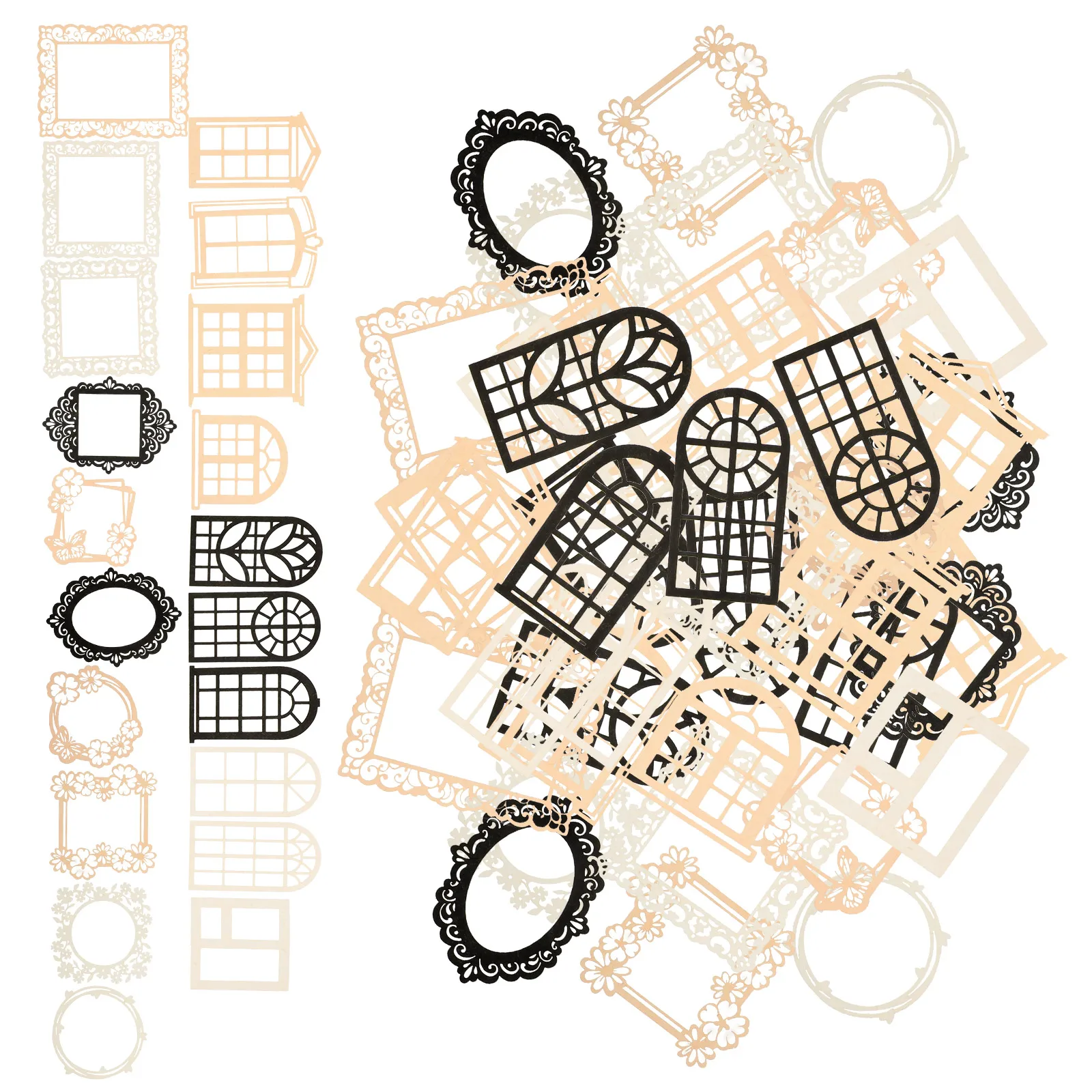 

40pcs Paper Cutout Hollow Material Scrapbook Supplies Collection Aesthetic Journaling Craft Adult DIY Retro Lace