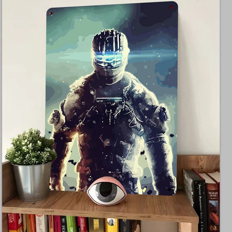 Game Theme Mecha Warrior Metal Iron Painting Retro Industrial Style Wall Art Decor for Living Room Study Room