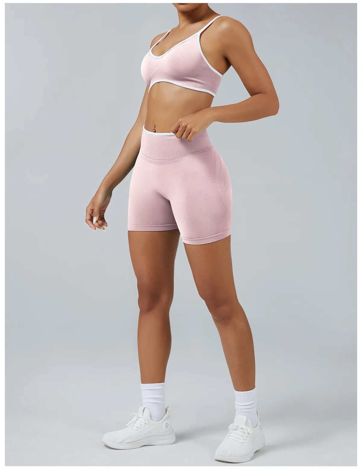 Women's Color Block Yoga Set Sports Bra & High Waisted Shorts Butt Lifting Tummy Control Workout Gym Fitness Running 4-Way Stret image 4