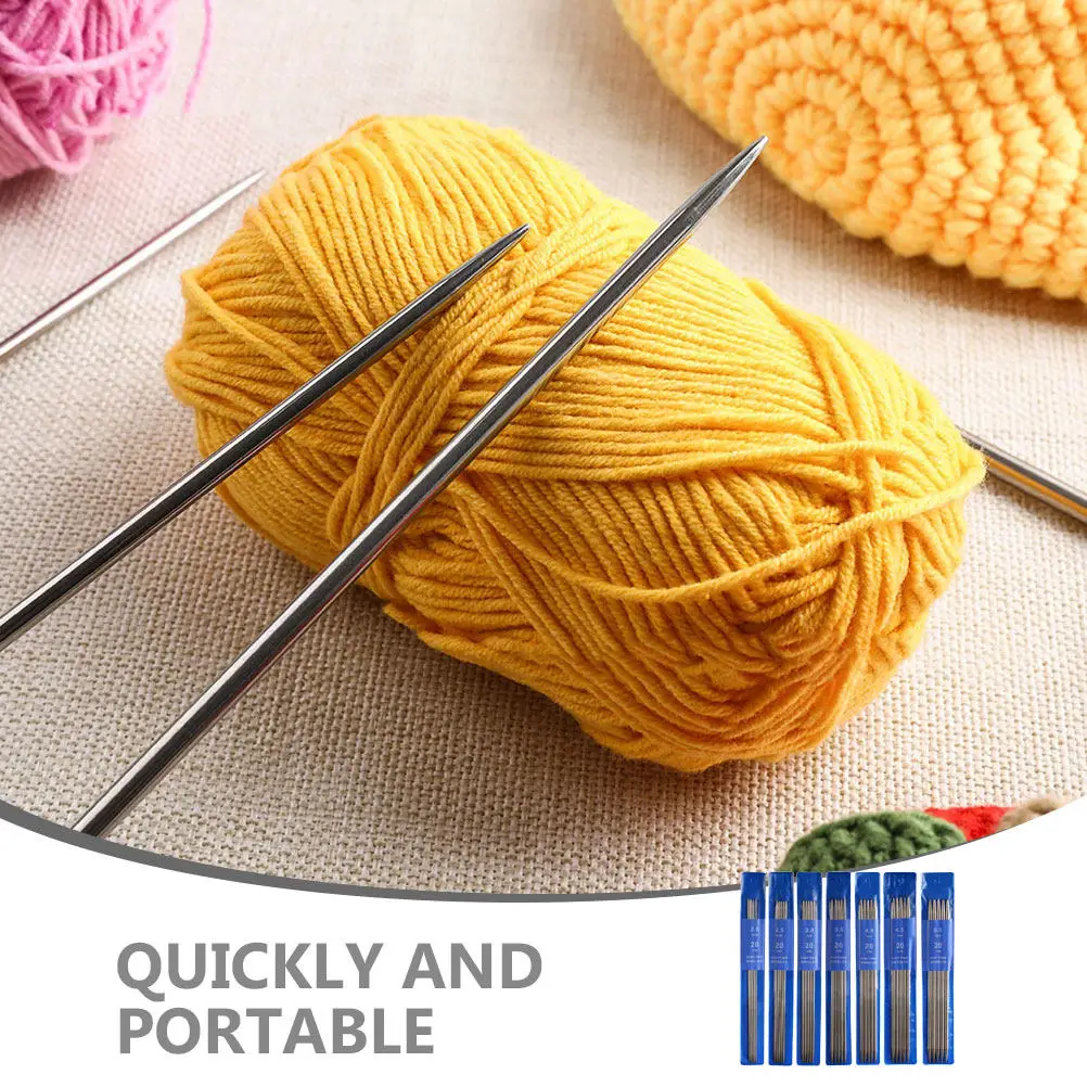 

35Pcs Knitting Tools Set Compact Portable Straight and Double Pointed Metal Needles for DIY Knitting Projects Comfortable Grip