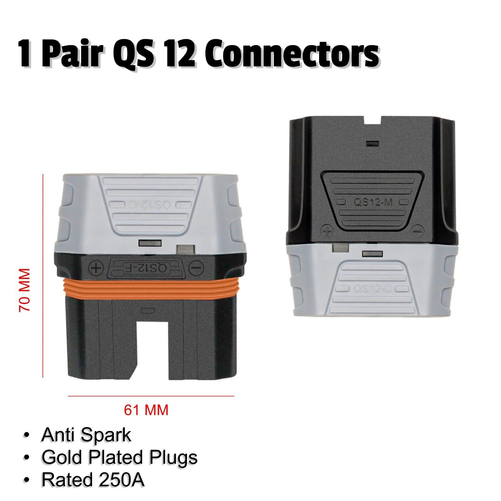 QS12 250A  Anti-spark Male Female Gold-plated Plug Battery Connector with Protective Sleeve for RC Plant Agriculture UAV Drone