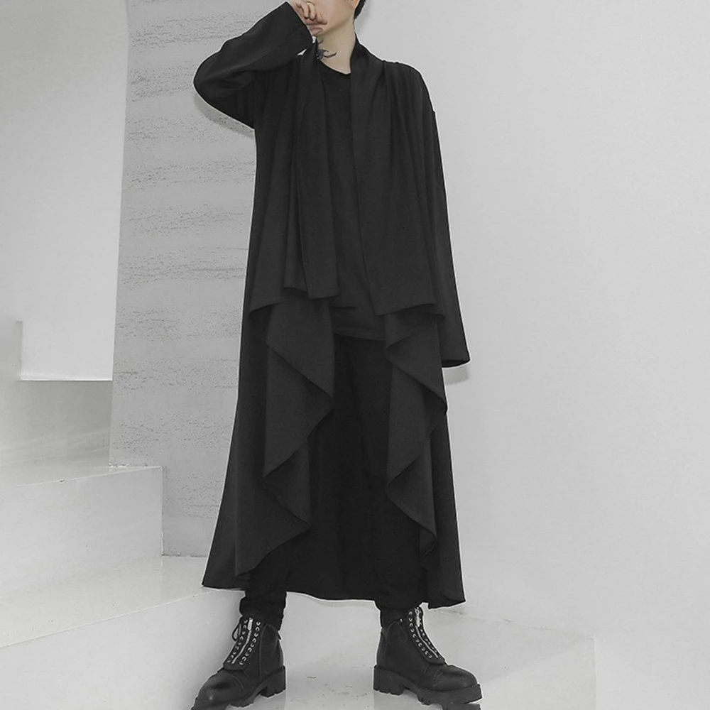 XS-5XL New Winter Men's Solid Color Long Trench Coat American Retro Fashion Trend High Street Casual Loose Simple Men's Top