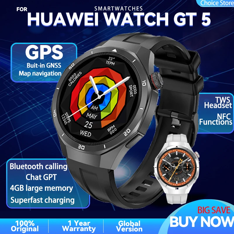 

2025 New 4G Memory Smart Watch AMOLED HD Always Display The Time Bluetooth Call GPS Sport Smart Watch For ios Xiaomi Huawei DT5