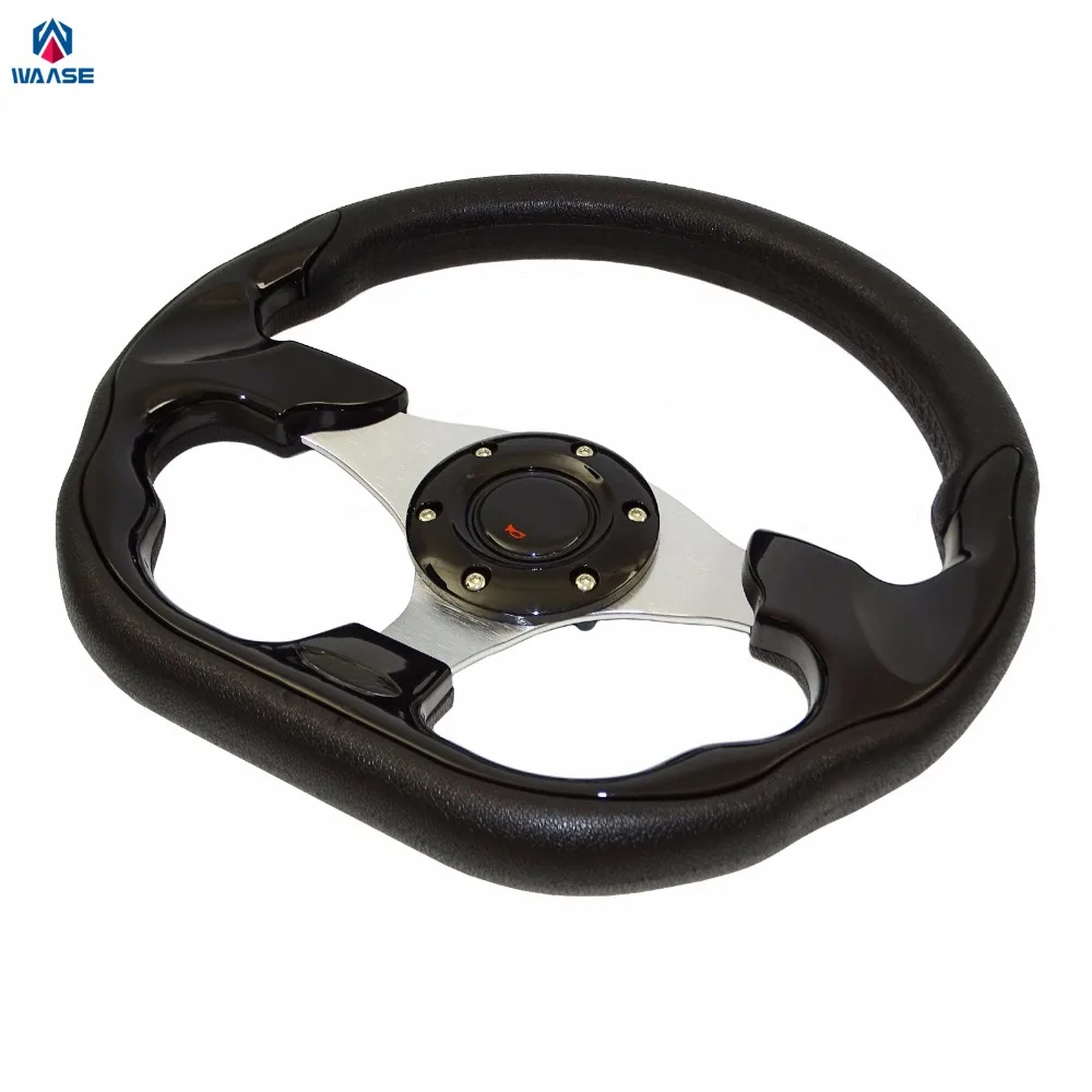 

waase 320mm Universal PU Leather Racing Sports Auto Car Steering Wheel with Horn Button 12.5 inches Black