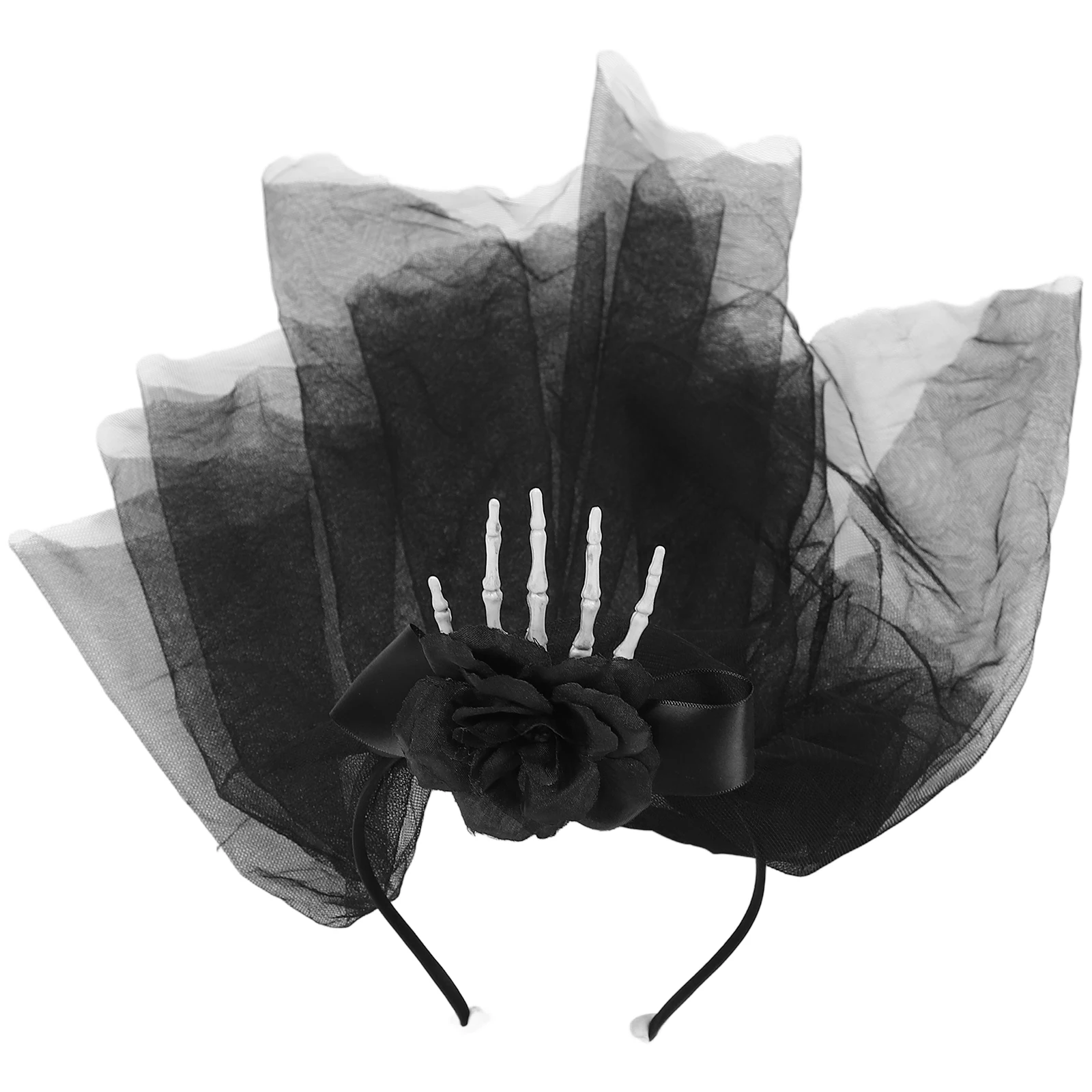 

Ghost Bride Rose Headband Halloween Hair Accessories Wedding Veil Punk Gothic Party Cosplay Prop Lightweight Durable
