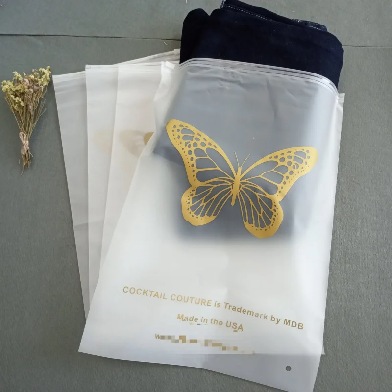 2025customized.Custom Printed Biodegradable Frosted zipper bag Clothes Packaging plastic zipper bag