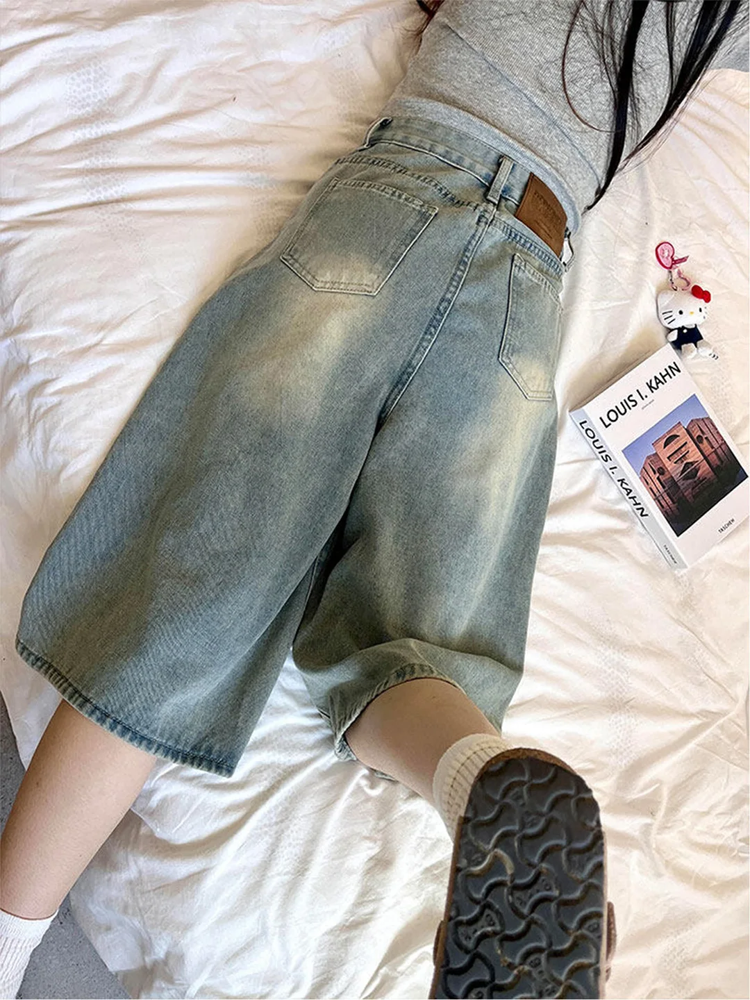 

plus Size High Waist Wide Leg Thin Denim Jeans American Style Summer New Pear Shape Women's Skinny Version Retro Pocket Detail