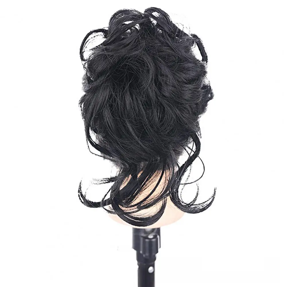 Bun de cabelo sintético para mulheres, bagunçado, encaracolado, bagunçado, faixa de cabelo, elástico, crocante, pedaços de cabelo falso, grampos de cabelo preto, marrom