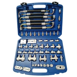 56Pcs Automotive Air Conditioner Leak Test Kit Truck Excavator A/C Compressor Detection Connector Repair Tool