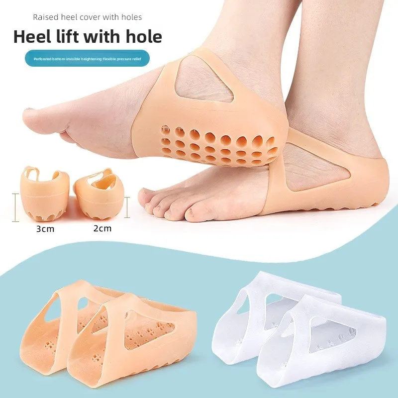 Silicone Heel Sleeve With Holes 2cm 3cm Breathable Heel Protector Cushion Anti Blister Shoe Pad Non-Slip For Pain Relief
