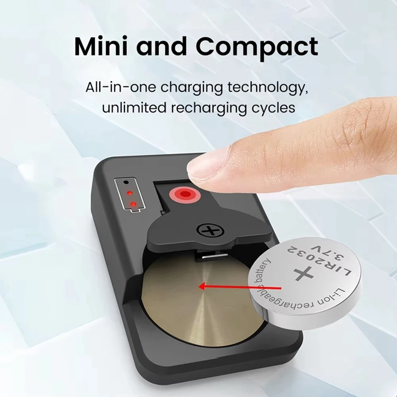 Ładowarka USB C z ogniwami monetowymi i przyciskiem LIR1025/1220/1254/1620/1632/2016/2025/2032/2430/2450