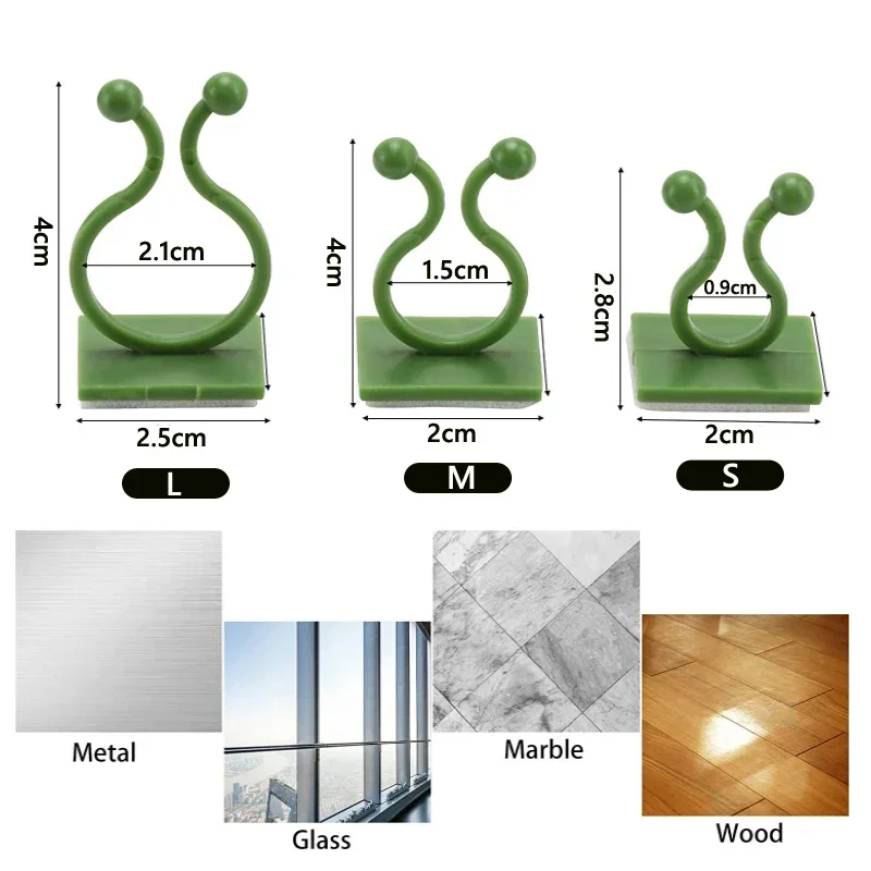 50pcs~10Pcs Plant Climbing Wall Fixture Clips Rattan Vine Fixer Self-Adhesive Hook Invisible Garden Binding Clip Wall StickyClip