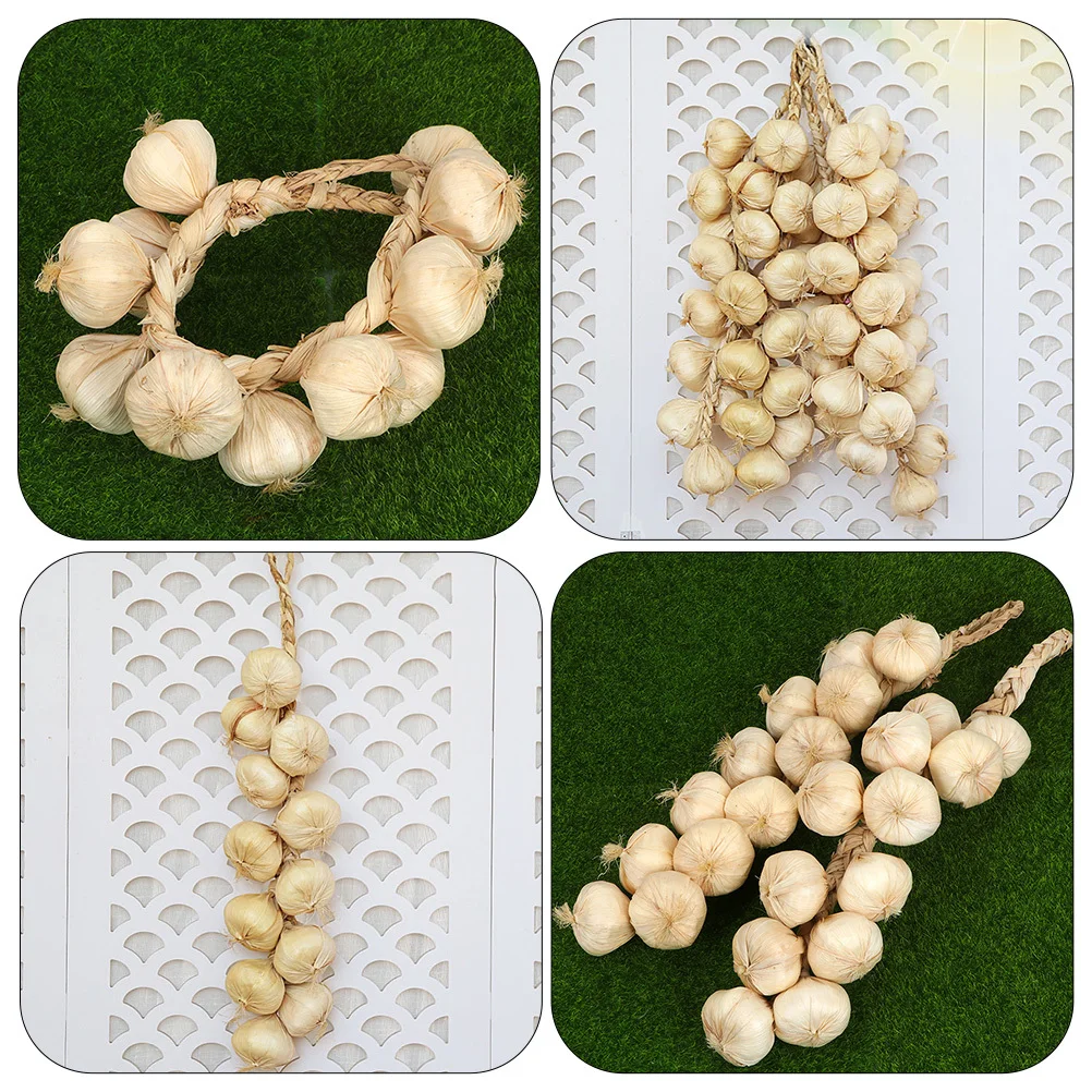 

2pcs Garlic Hanging Ornament Lifelike Artificial Vegetable Decoration For Home Wall Window Farmhouse Halloween Party Photo Props