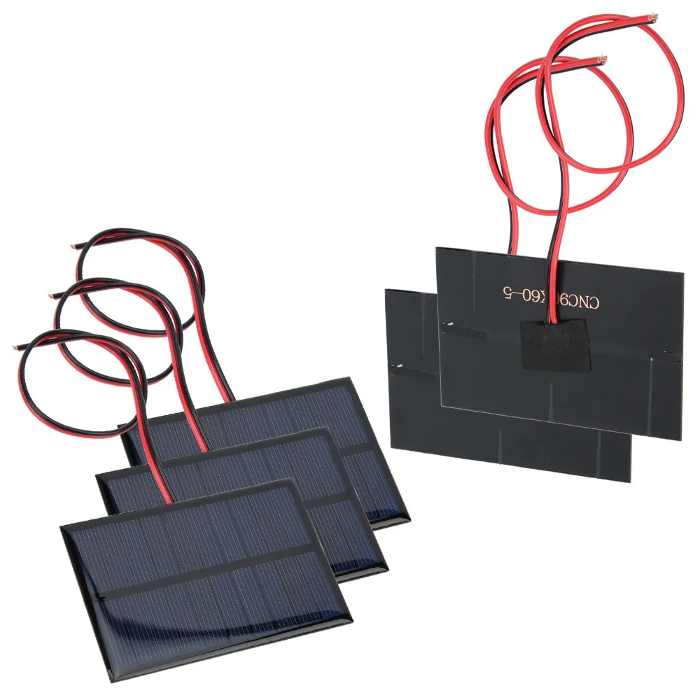 

5Pcs Module Kit DC5V Solar Panel 150mA with 30cm/11.8in Wire Solar Panel Module 60x90mm Wired Solar Panel Energy Harvesting