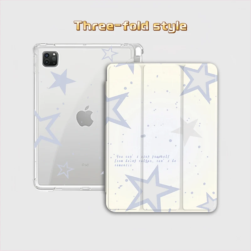 

Blue stars Book/trifoldsPAD CASE For iPad pro 10/11/2020/7th /8th /Air 3rd/Air 4th/9th gen/Air 5th Gen 2022/Air 11