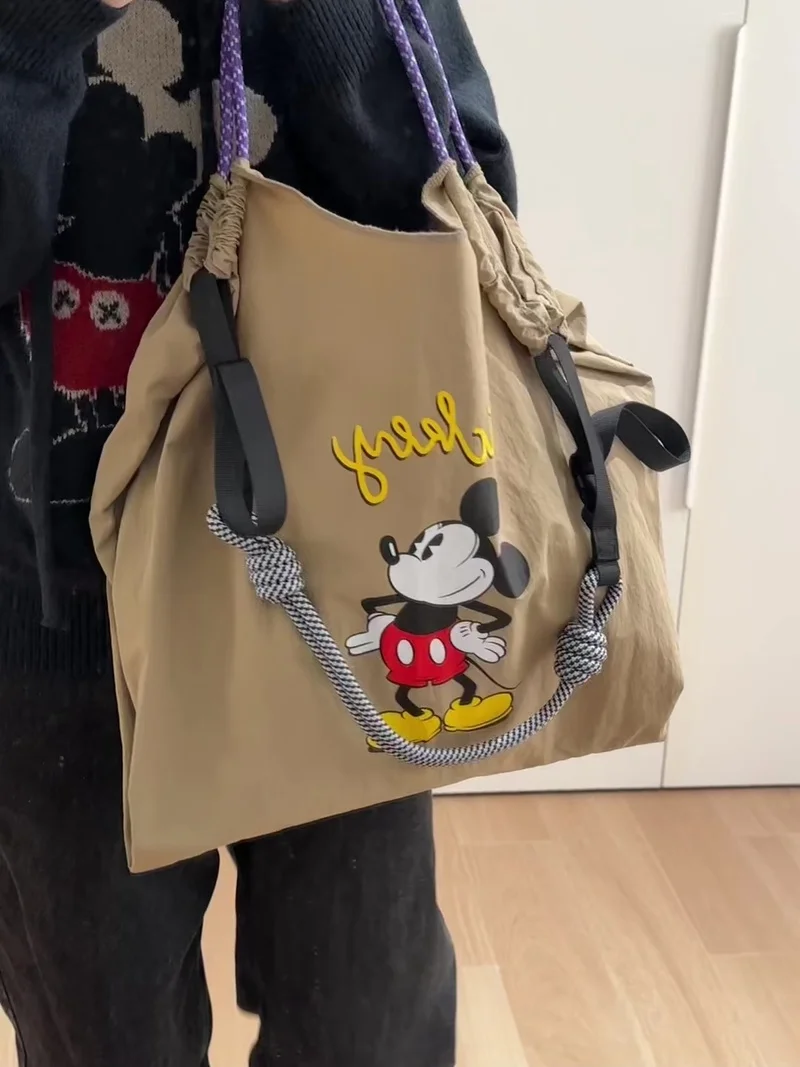 Disney Mickey Printed Handbag New Large Capacity Fashion Versatile Shoulder Bag Nylon Shopping Bag Crossbody Bag