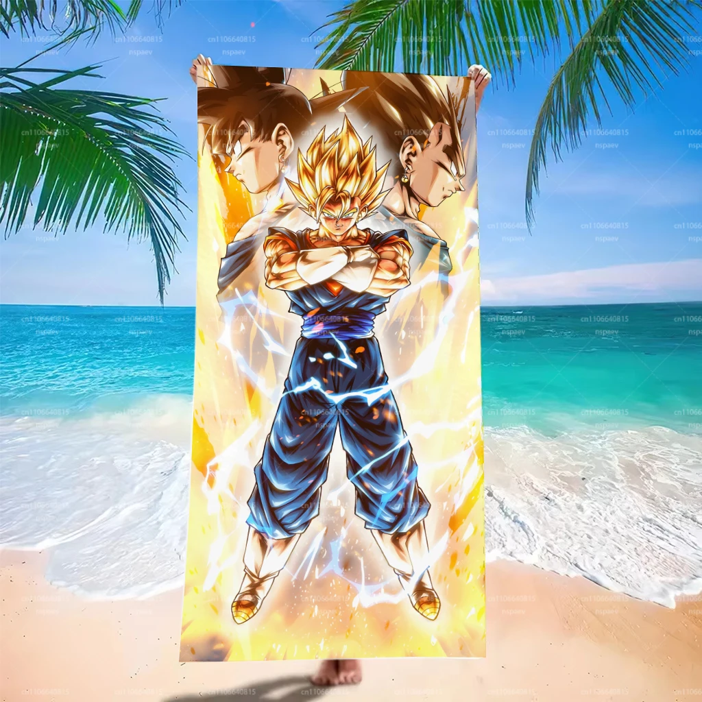 Dragon Ball Vegito Beach Towel, Super Saiyan Fusion Character Quick Dry Towel for Anime Lovers Outdoor Holiday Gift