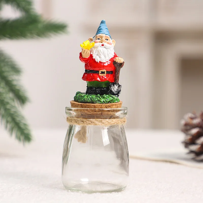 2024 New Home Christmas Day Candy Jar Cute Cartoon Gnome Elf Dwarf Festival Decoration Resin Party New Year Pack Gifts Jar