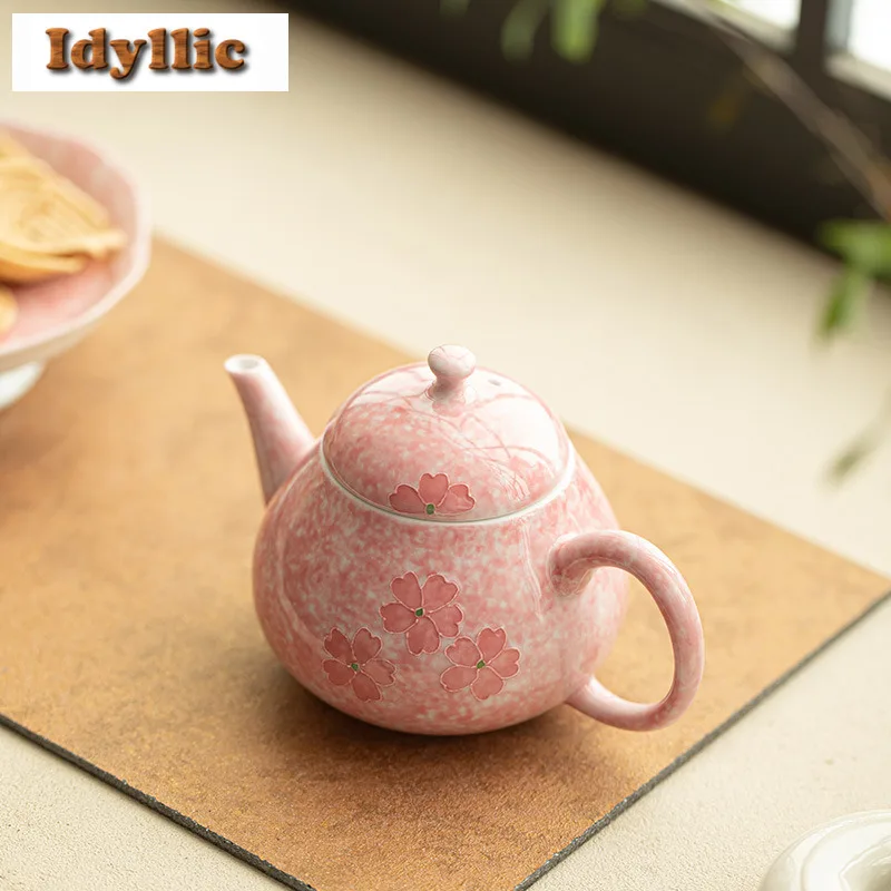 170 مللي إبريق شاي زهر الكرز المرسوم يدويًا وعاء مصفاة الشاي الياباني غلاية نقع الشاي مع ثقب الكرة خدمات الشاي الحرفية #4