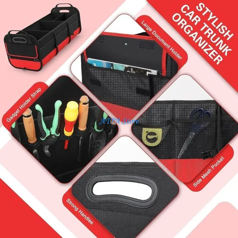U13C Auto-Aufbewahrungsbox, SUV-Fracht-Aufbewahrungsbehälter, Aufbewahrungswerkzeug mit Netztasche, Kofferraum-Organizer,