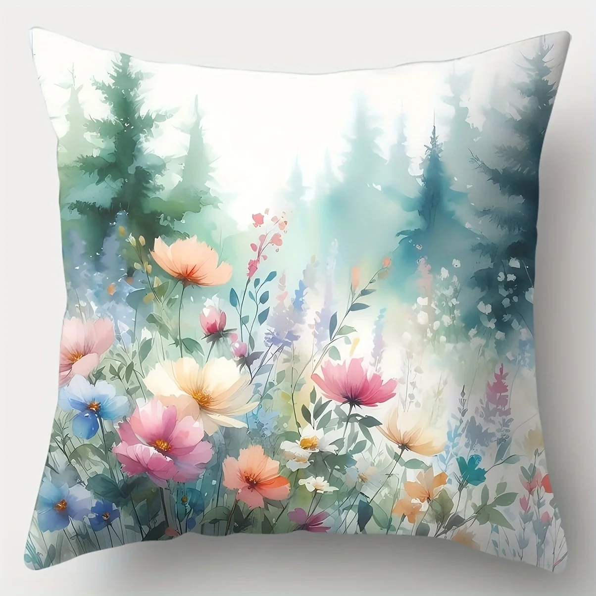 Watercolor Floral Pillow Covers Set 4pcs Spring Meadow Design Throw Pillowcase 40x40cm Cottagecore Home Decor Art Prints