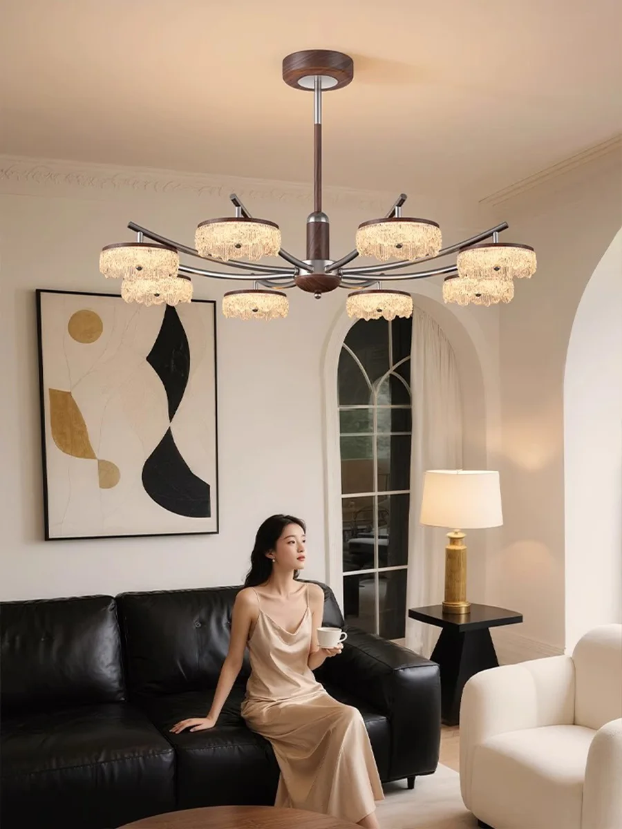 

Minimalist living room chandelier Modern light luxury mid-ancient style high-end crystal dining room lamp