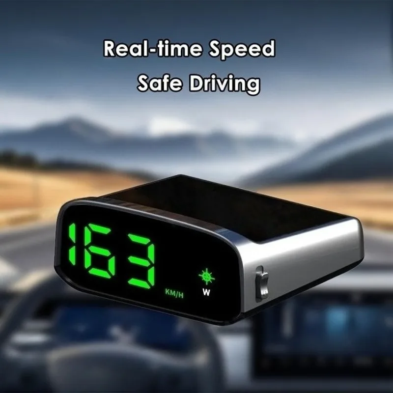 Compact Speedometer Black Housing White Font GPS Speedometer 3.0-inch Full HD Display Non-slip Mat Included Driving Experience