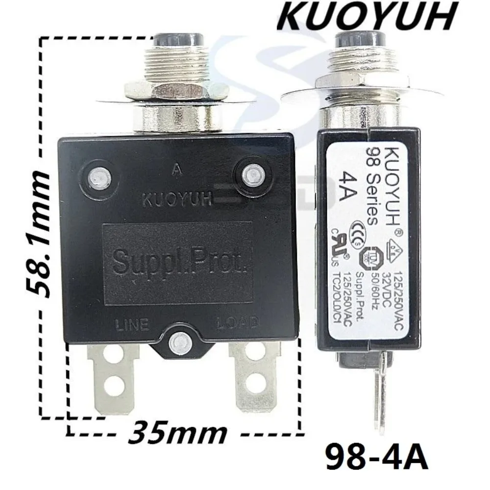 Instrument Motor Accessories Circuit Breakers KUOYUH 98 Series 4A Overcurrent Protector Overload Switch