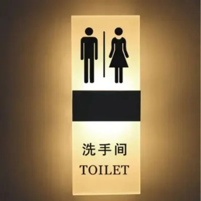 Custom Hanging Acrylic Restroom Male Female Electronic Toilet Sign Led Lighting Bathroom Signage