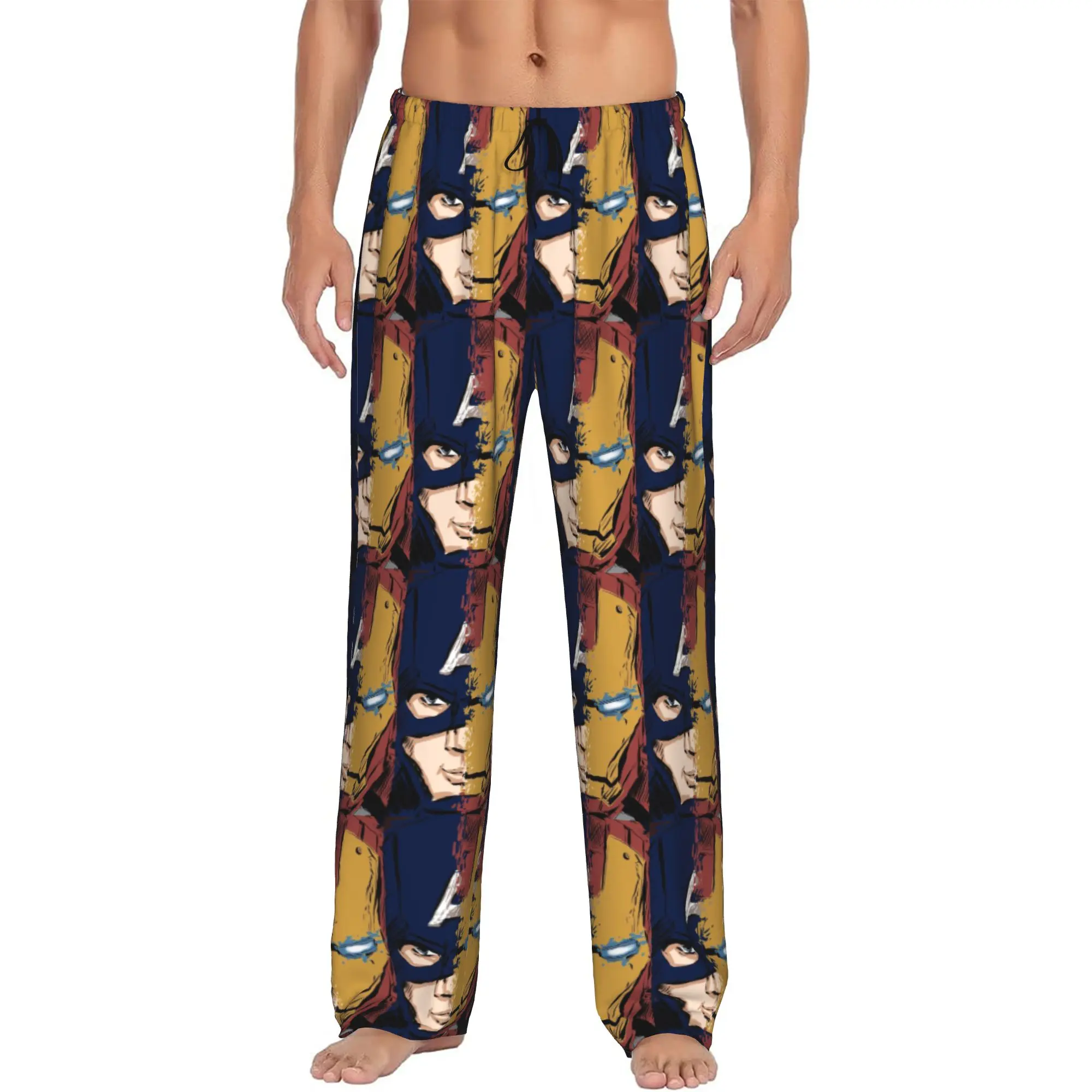 

Custom Iron Anime Man Pajama Pants Sleepwear for Men Elastic Waistband Sleep Lounge Bottoms with Pockets