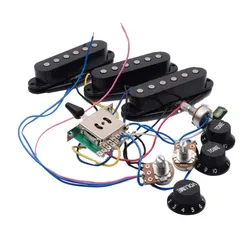 Electric Guitar Pickup Wiring Harness Prewired 5-way Switch 2T1V Multi Type Pickup for ST Electric Guitar Black-White