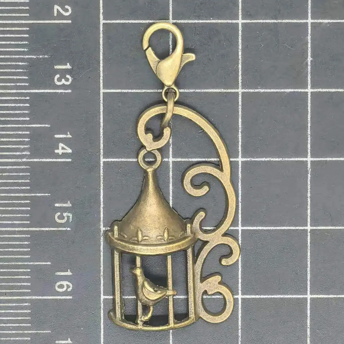 

6PCS Bronze Tone Bird Cage Charm Pendants Dangle with Lobster DIY Jewelry Handicrafts Accessories Handmade Supplies