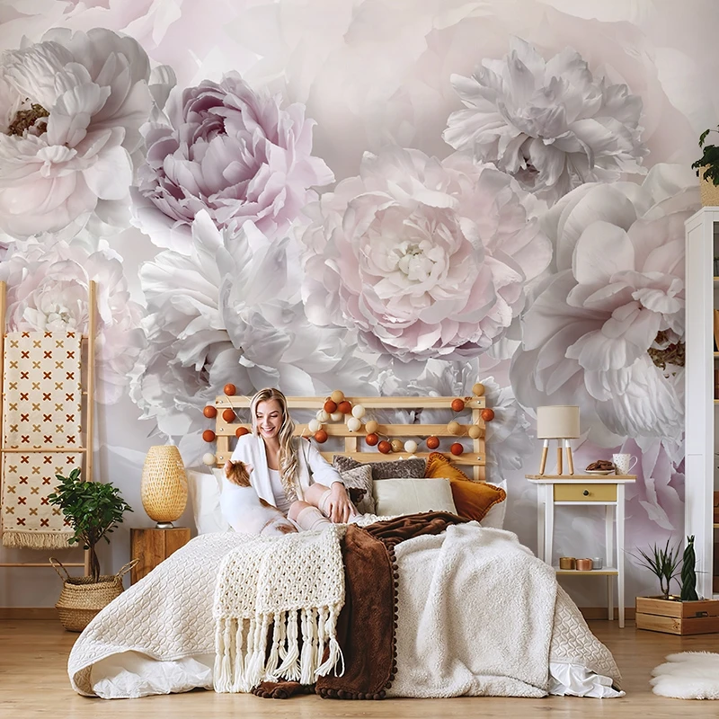 Custom American peony mural wallpaper for living room TV background wall cloth bedroom wall paper dining room house decoration