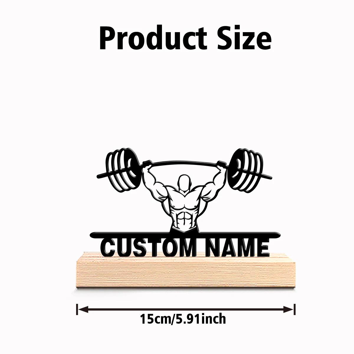 A customized abstract art piece Weightlifting Iron handicrafts wooden base table decoration Wooden base desktop decoration, sui