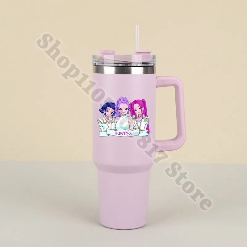 زجاجة مياه رياضية للأطفال من KPop Demon Hunters مع شفاطة 40 أونصة محمولة من الفولاذ المقاوم للصدأ كوب معزول للأطفال أكواب عصير للمشروبات الباردة #3