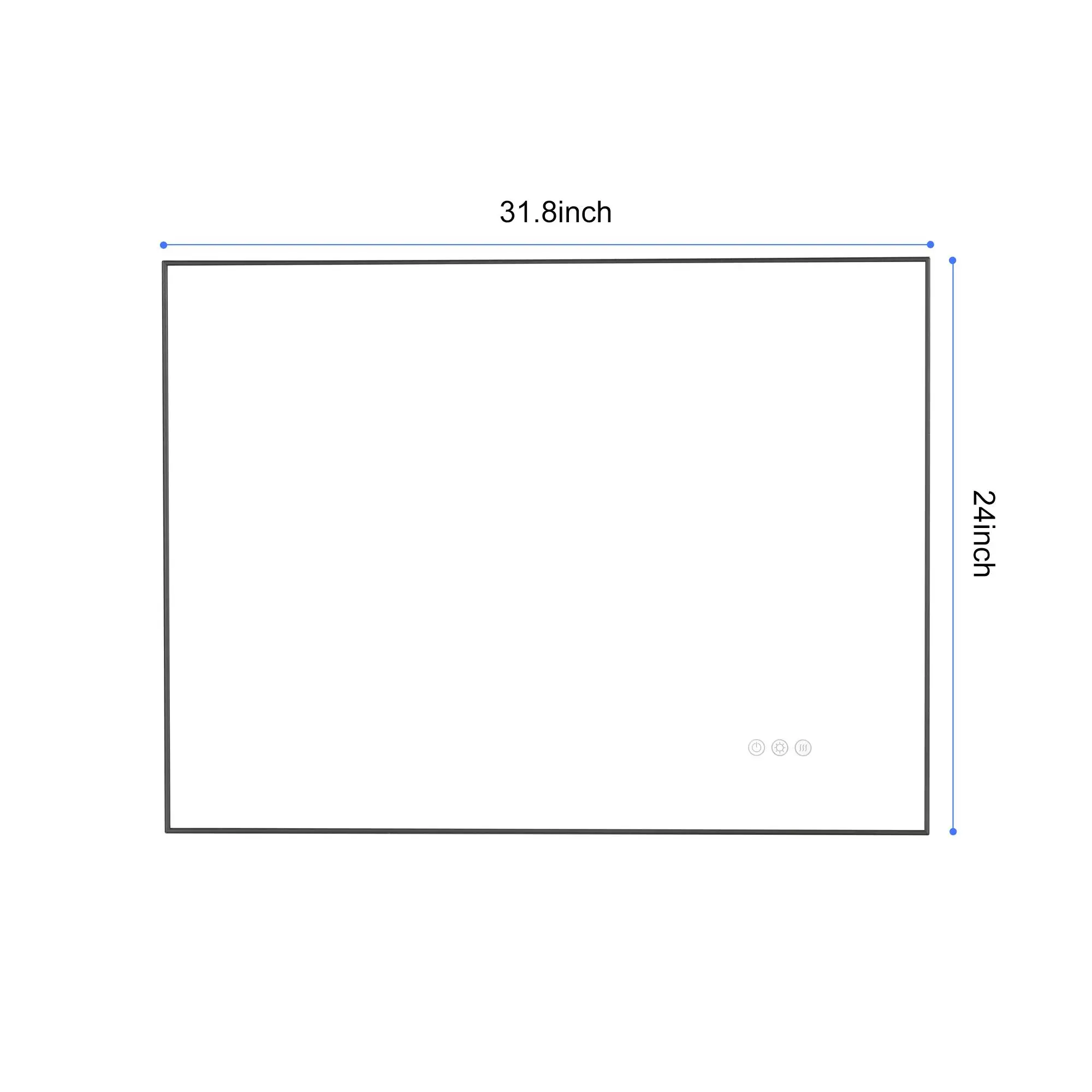 32x24 Bathroom Mirror - Wall-Mounted Metal Frame, Control, Anti-Fog, 3 Colors & Dimmable (Horizontal/Vertical)