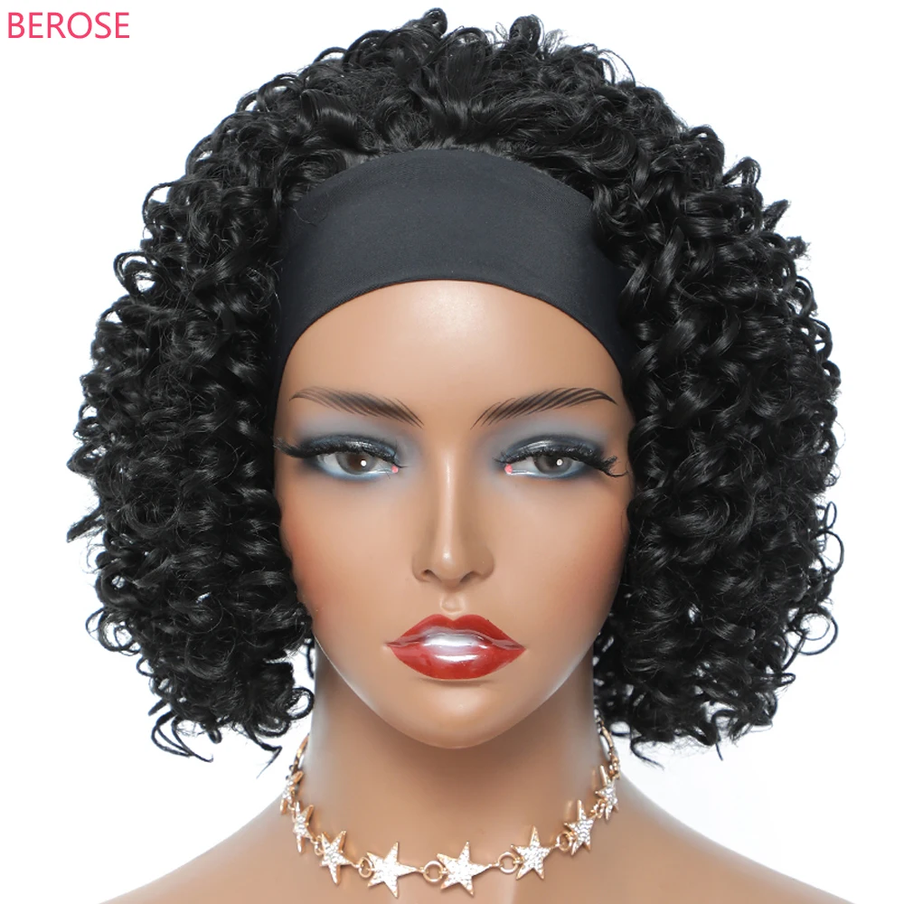 Short Water Curly Headband Wigs Soft Afro Kinky Deep Hair Wigs Curly Glueless Wigs Synthetic Wig for Black Women perruque femme